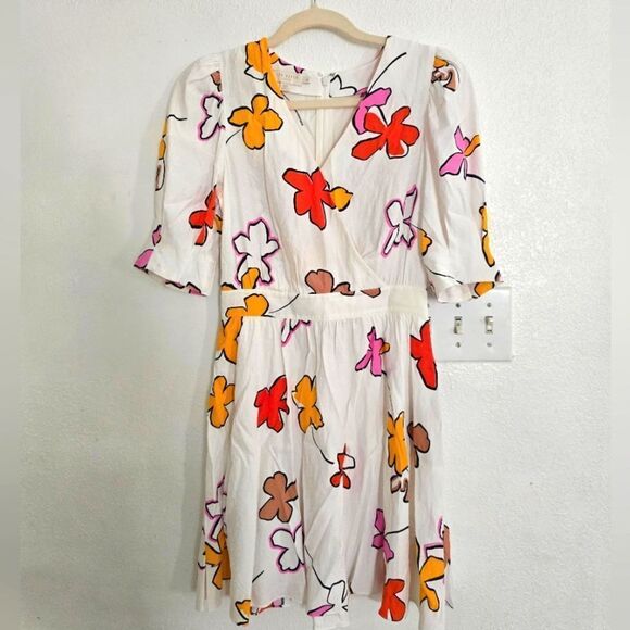 Ted Baker White Floral Wrapping Mini Dress Size 0 - Picture 3 of 13